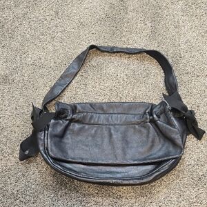 DKNY Women Black Shoulder Bag with Bow Accents Leather Mini